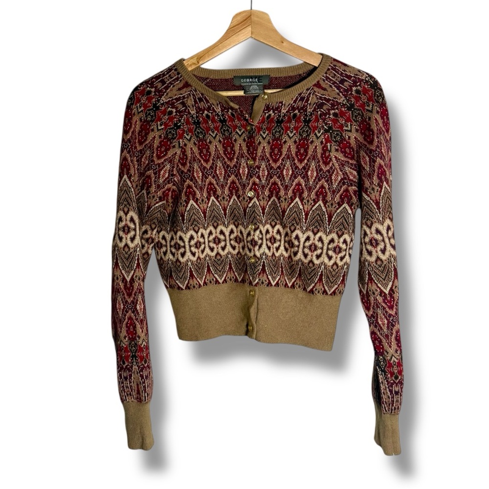 George by Mark Eisen | Vintage Angora Rabbit Hair Blend Metallic Knit Cardigan